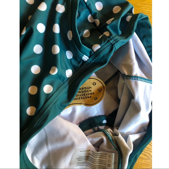 NWT Green Polka Dot 2 Piece Swim Suit - Picture 5 of 5